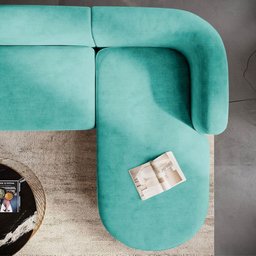 Sofá Modular Celinne Luxuoso Sala de Estar Decoração Luxo 265cm Suede Azul Tiffany - 7 Sofá Modular Celinne Luxuoso Sala de Estar Decoração Luxo 265cm Suede Azul Tiffany - 7