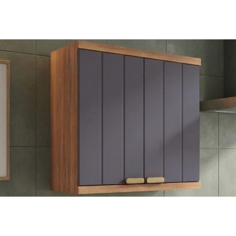 Armário Aéreo Cozinha Elena 2 Portas 80cm Cin/Titanium MGM