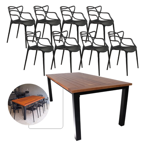 Jogo de Mesa Jantar Turmalina 2,00x1,00m Madeira 8 Cadeiras Alegra