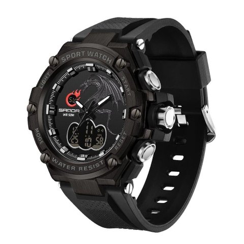 Relógio Sanda Esportes Militar Cronômetro Display Duplo M50