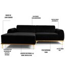 Ver imagem 5 de Sofá 245cm 4 Lugares Chaise Esquerdo Pés Gold B-300 Preto
