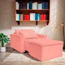 Ver imagem 2 de Poltrona Cama com Puff para Sala Confortavél Moderna Suede