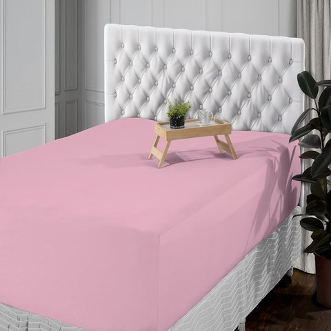 Lençol Queen Avulso 400 Fios Percal Poliéster Liso Toque Macio com Elástico