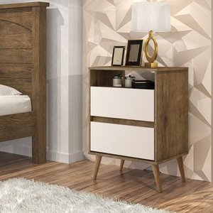 Mesa Auxiliar Cabeceira Mudo Mesinha Quarto Criado Box Cama 2 Gavetas Mdp