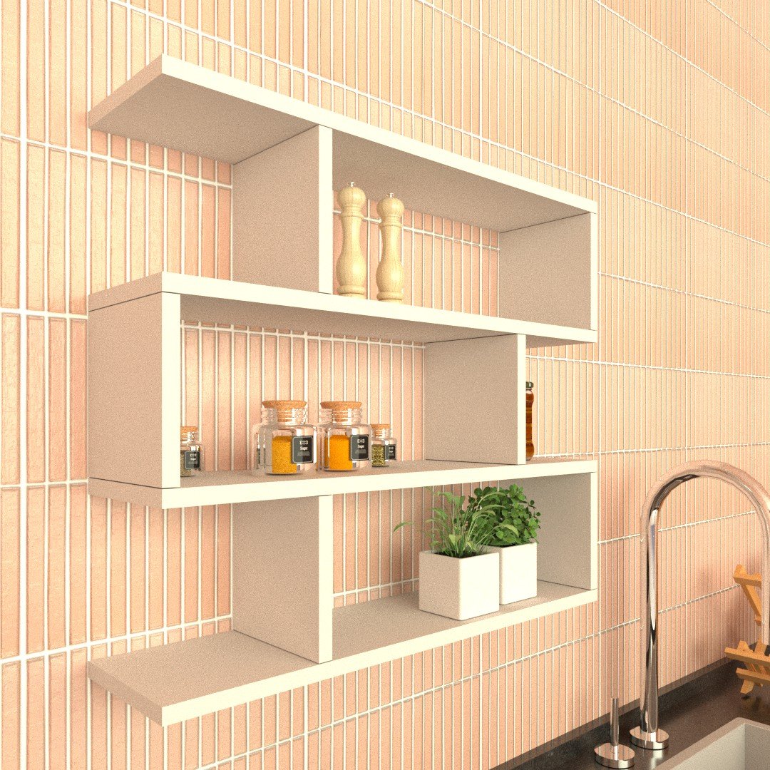 Nicho Zig Minimalista Branco Mdf Organizador Cozinha - Rufatto Decorações - 2