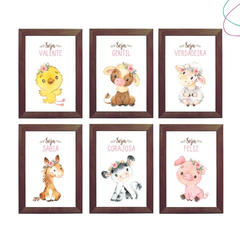 Quadro Decoração Animais da Fazenda Menina:tabaco