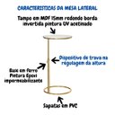 Ver imagem 3 de Mesinha Centro Canto Lateral Sofá Apoio Notebook Tampo Mdf:off White / Dourado