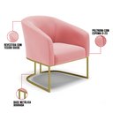 Ver imagem 6 de Poltrona Stella Suede Rosê Base Industrial Dourada - D’Rossi