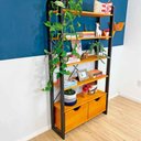 Ver imagem 3 de Estante 6 Prateleiras de Madeira Pinus Linea Ample com 2 Gavetas Carvalho e Preto