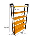 Ver imagem 5 de Estante 6 Prateleiras de Madeira Pinus Linea Ample com 2 Gavetas Carvalho e Preto