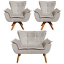 Ver imagem 1 de Kit 01 Namoradeira e 02 Poltronas Opala Suede Marrom Rato