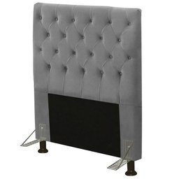 Cabeceira Cama Box Solteiro 90cm Cristal Suede Cinza - JS Móveis - 1