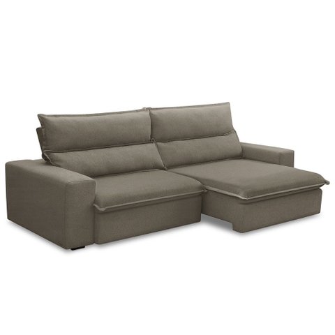 Sofá Retrátil Reclinável para Sala 3 Lugares 210cm Senzi F04 Veludo Marrom Claro - Lyam Decor