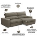 Ver imagem 3 de Sofá Retrátil Reclinável para Sala 3 Lugares 210cm Senzi F04 Veludo Marrom Claro - Lyam Decor