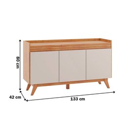 Aparador Buffet Moderno Compacto 3 Portas Ibiza Viero Mel/off White - 4