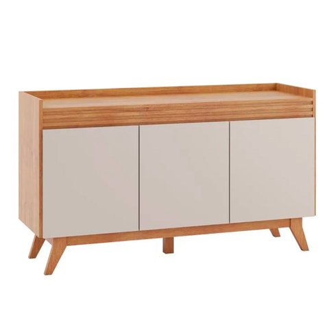 Aparador Buffet Moderno Compacto 3 Portas Ibiza Viero Mel/off White