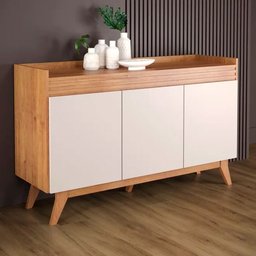 Aparador Buffet Moderno Compacto 3 Portas Ibiza Viero Mel/off White - 2