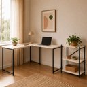 Ver imagem 3 de Kit Mesa L sem Prateleira + Estante 3 Prateleiras