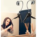 Ver imagem 2 de Suporte Secador Cabelo Ajustavel Espelho Articulavel Banheiro Quarto Academia Hotel Casa Portatil Pa