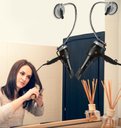Ver imagem 2 de Suporte Secador Cabelo Ajustavel Espelho Articulavel Banheiro Quarto Academia Hotel Casa Portatil Pa