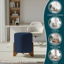Ver imagem 4 de Puff Decorativo Eloah Redondo Assento Extra para Sala Quarto Suede Pufe com Pés de Madeira