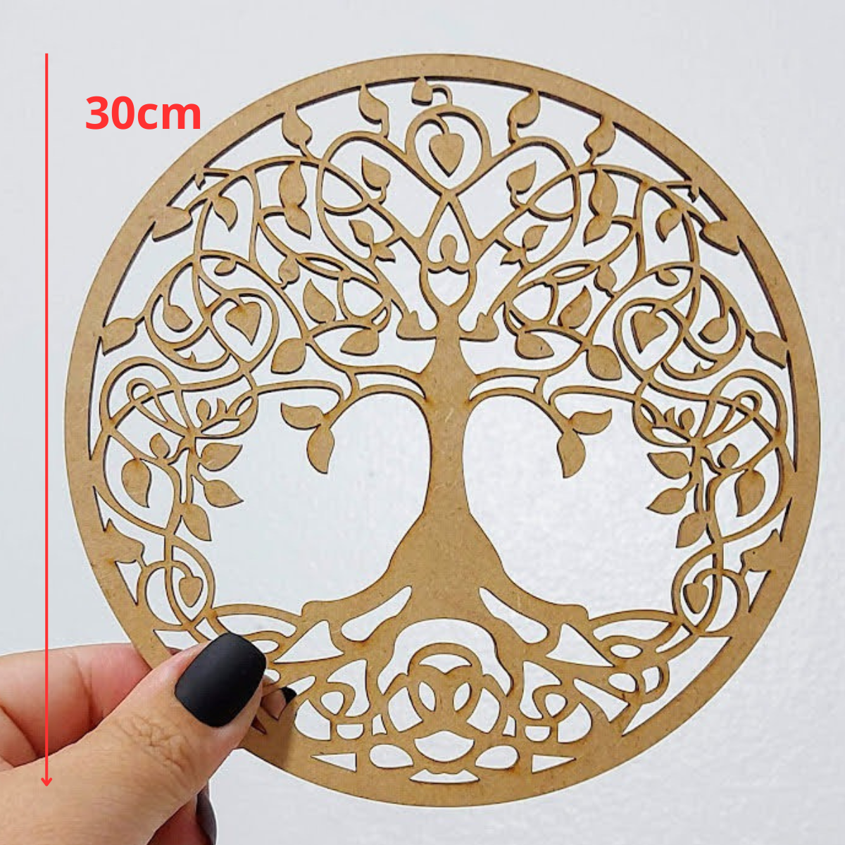 Mandala Arvore Vida - Mdf - Branco - Meditação Decoração - 30cm - 2