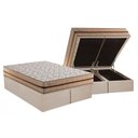 Ver imagem 1 de Conjunto Box Baú King: Colchão Espuma Paropas Molas Ensacadas Basic + Base Crc Suede Clean (