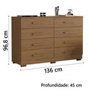 Ver imagem 2 de Comoda 8 Gavetas com 136 cm de Largura