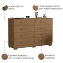 Ver imagem 3 de Comoda 8 Gavetas com 136 cm de Largura