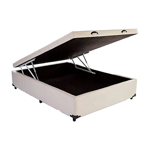 Cama Box Baú Casal Sintético Bege 38x138x188