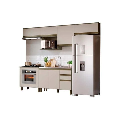 Cozinha Modulada Connect 8 Peças 5 Aéreos + 2 Balcões + 1 Complemento C5p68 Duna Cristal2 Aéreos