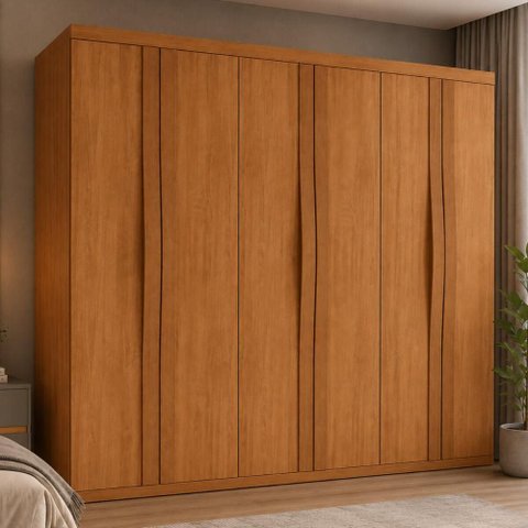 Guarda-Roupa Casal 100% MDF com 6 Portas e 6 Gavetas 273cm Multimóveis CR35530 Madeirado