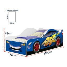 Cama Infantil Carro Mcqueen Crianças com Colchão D20 - 3