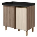 Ver imagem 1 de Balcão Canto Reto com Tampo 1 Porta MDF 89 cm Kali 1222722 Carvalho Toq Bianco Nicioli