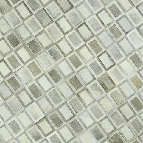 Tapete de Couro Legítimo Geométrico - 2.05x3.05 - Tons de Cinza Claro e Médio - 250724181718