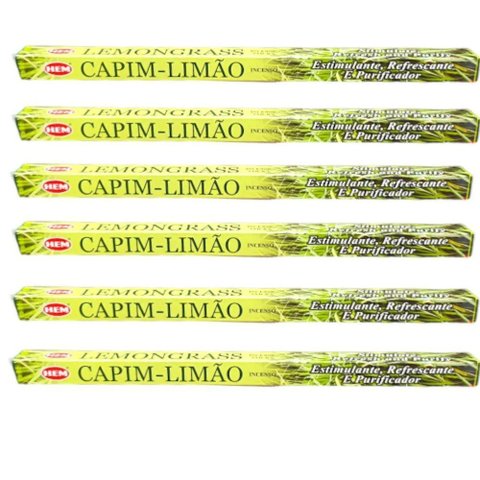 Kit 6 Incensos Hem Capim Limão - Ideal para Meditação, Yoga e Aromaterapia