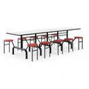 Ver imagem 3 de Mesa para Refeitório Escamoteável 10 Lugares MDP Branco de 25 mm - Assento Vermelho - 50904