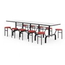 Ver imagem 1 de Mesa para Refeitório Escamoteável 10 Lugares Mdp Branco de 25 Mm - Assento Vermelho - 50904
