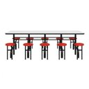 Ver imagem 2 de Mesa para Refeitório Escamoteável 10 Lugares MDP Branco de 25 mm - Assento Vermelho - 50904