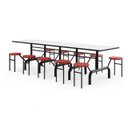 Ver imagem 1 de Mesa para Refeitório Escamoteável 10 Lugares MDP Branco de 25 mm - Assento Vermelho - 50904