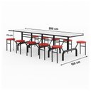 Ver imagem 6 de Mesa para Refeitório Escamoteável 10 Lugares MDP Branco de 25 mm - Assento Vermelho - 50904