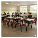 Ver imagem 4 de Mesa para Refeitório Escamoteável 10 Lugares MDP Branco de 25 mm - Assento Vermelho - 50904