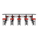 Ver imagem 2 de Mesa para Refeitório Escamoteável 10 Lugares Mdp Branco de 25 Mm - Assento Vermelho - 50904