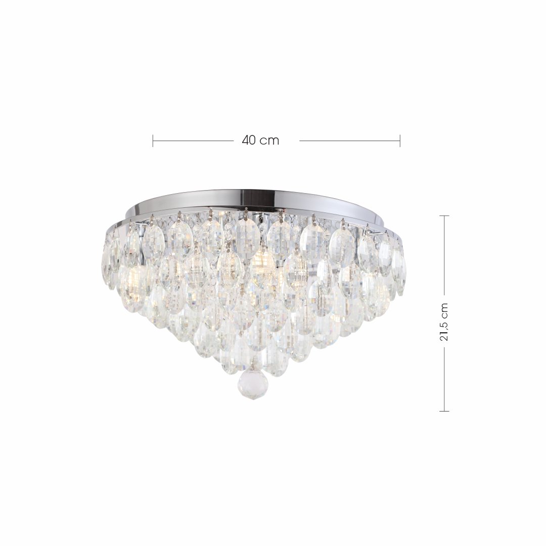 Luminária Plafon Cristal Legítimo Transparente 40cm - 4