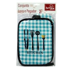 Kit Luva de Forno Termica com Descanso - Pegador Kit Luva de Cozinha e Descanso de Panela Cooks Xadr - 4