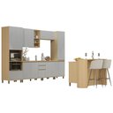 Ver imagem 3 de Armário de Cozinha 8 Peças Cp04 com Ilha Pierre Carvalho/cinza L01 - Mpozenato