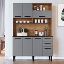 Ver imagem 1 de Cozinha Compacta Nicole 7 Portas 2 Gavetas Freijó/cinza - Irm Móveis