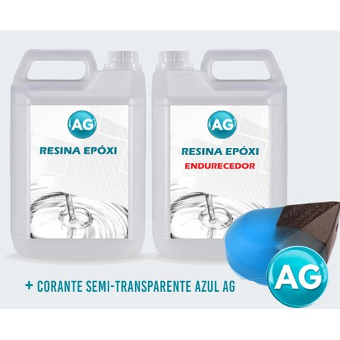Resinas Epóxi 1kg + Corante Semi-transparente Azul Ag Alta e