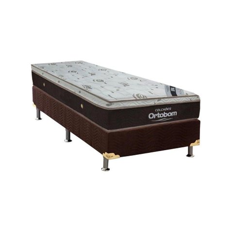 Cama Box Solteiro: Colchão Molas Ensacadas Ortobom SuperPocket Sleep King Látex + Base CRC Suede