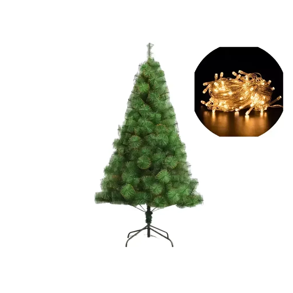 Arvore de Natal Pinheiro 2,10 Metros 300 Galhos e Pisca Pisca